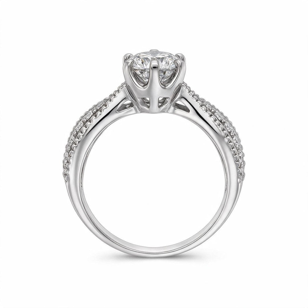 White rhodium 9k round solitairect solitaire ring