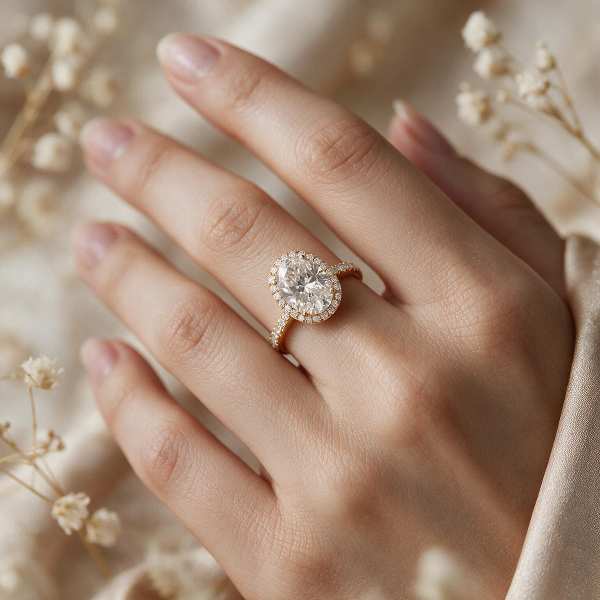 Yellow gold polish 9k oval solitairect solitaire ring