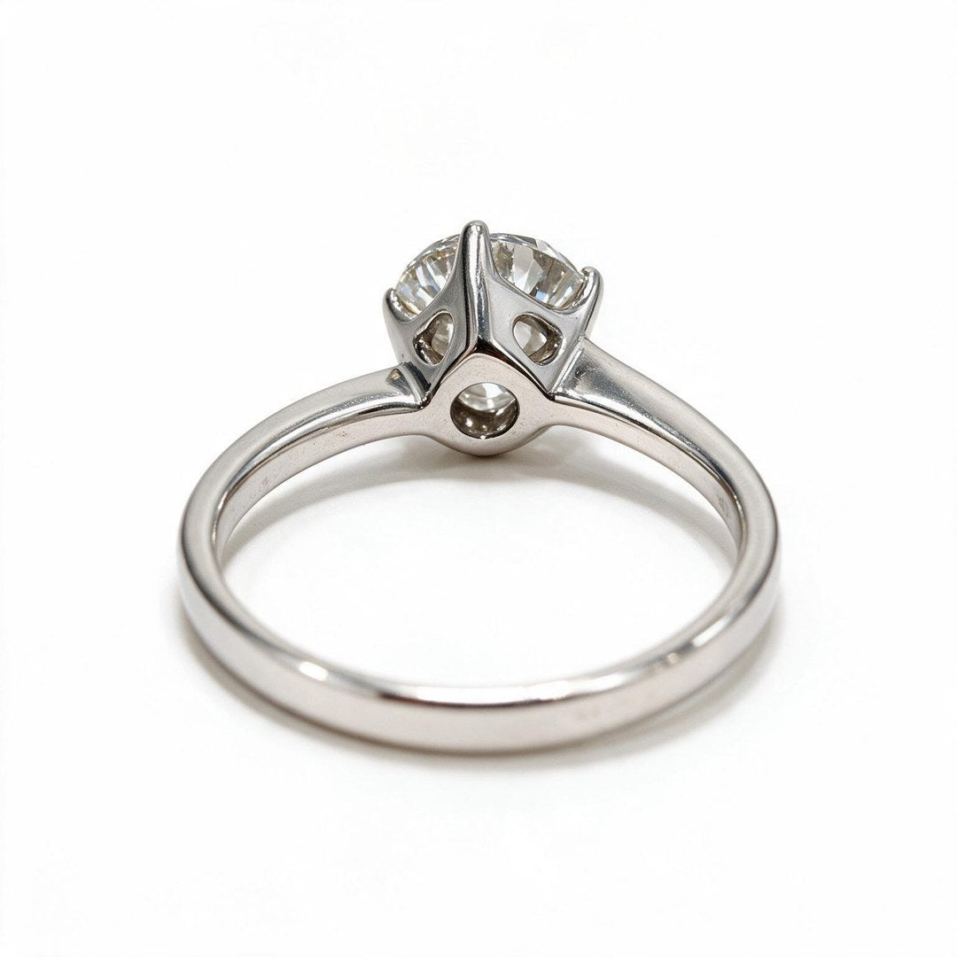 White Rhodium 9K Round Solitairect Solitaire Ring