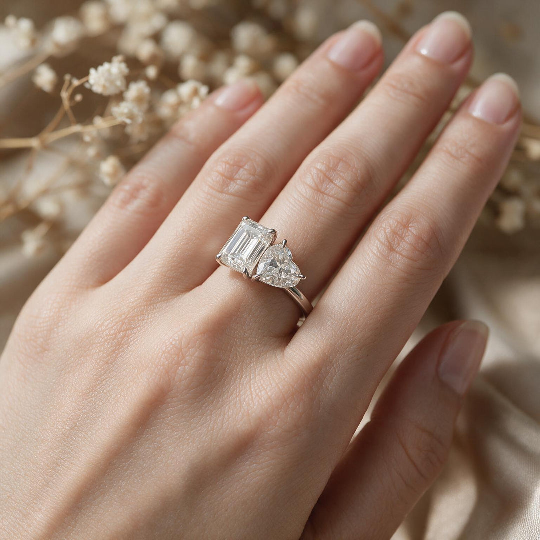 White Rhodium 9K Heart Solitairect Solitaire Ring