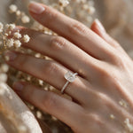 Load image into Gallery viewer, White Rhodium 9K Cushion Solitairect Solitaire Ring
