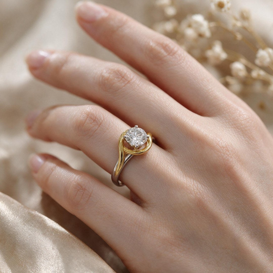 Yellow gold polish 9k round solitairect solitaire ring