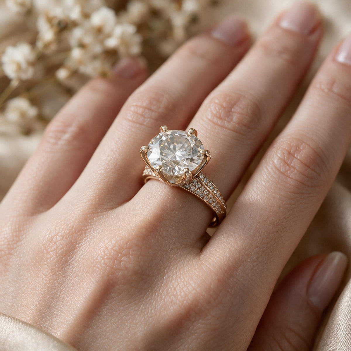 White rhodium 14k round solitairect solitaire ring