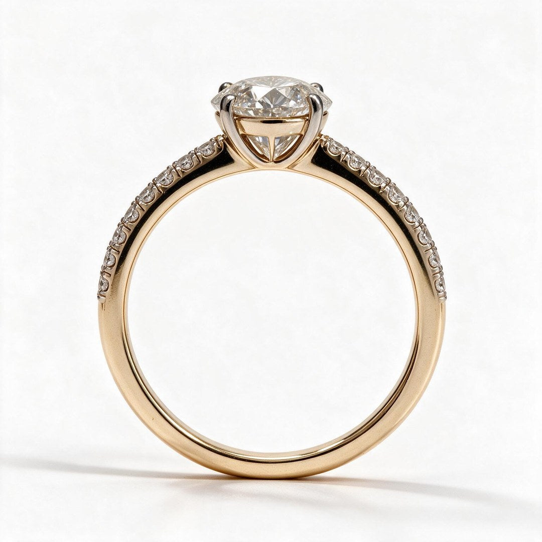 Yellow Gold Polish 9K Oval Solitairect Solitaire Ring