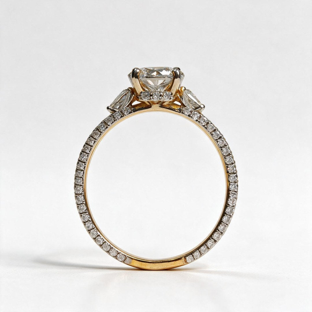 Yellow Gold Polish 9K Round Solitairect Solitaire Ring