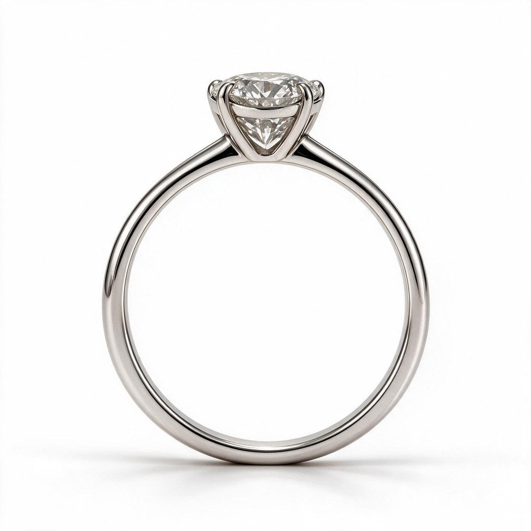 White Rhodium 9K Oval Solitairect Solitaire Ring