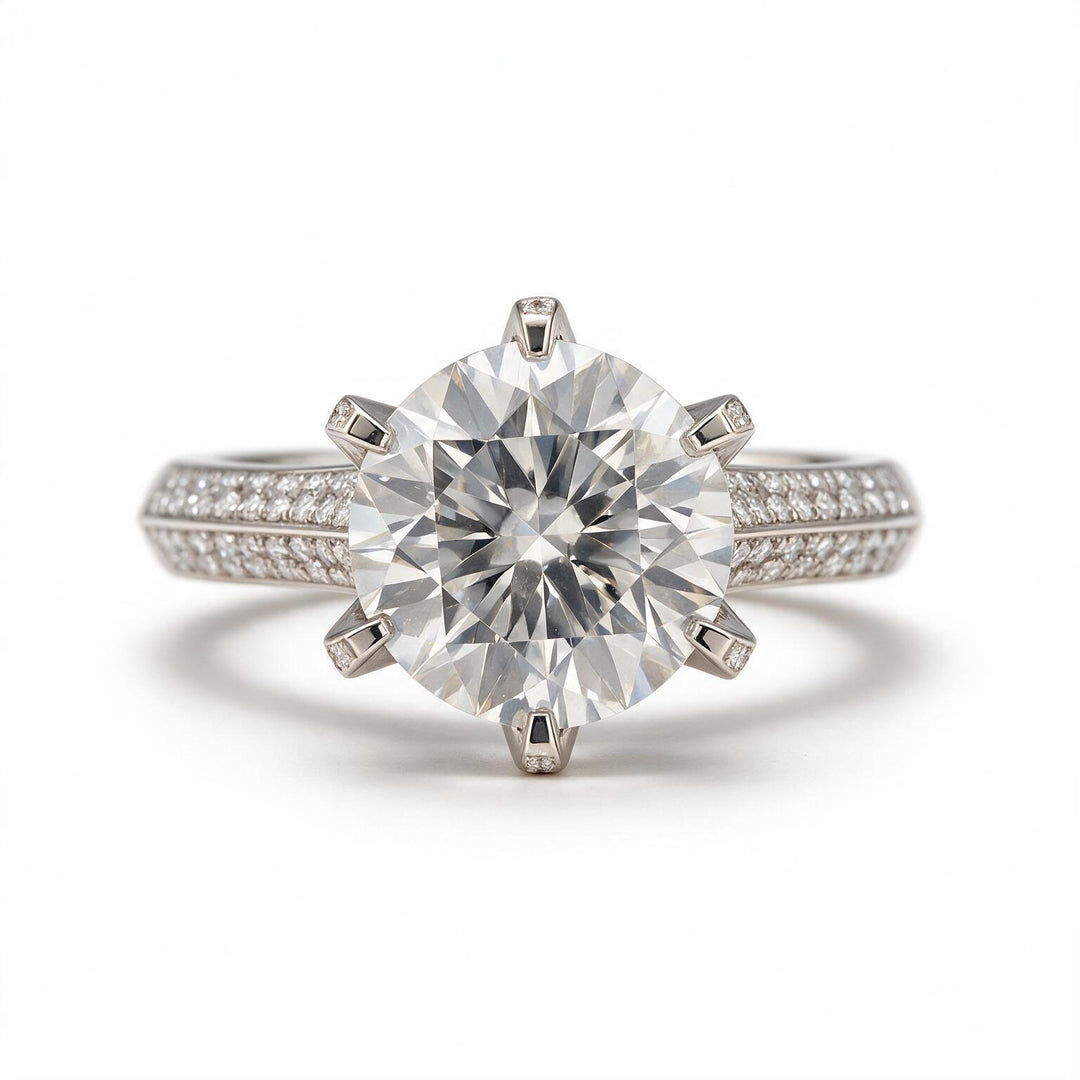 White Rhodium 14K Round Solitairect Solitaire Ring