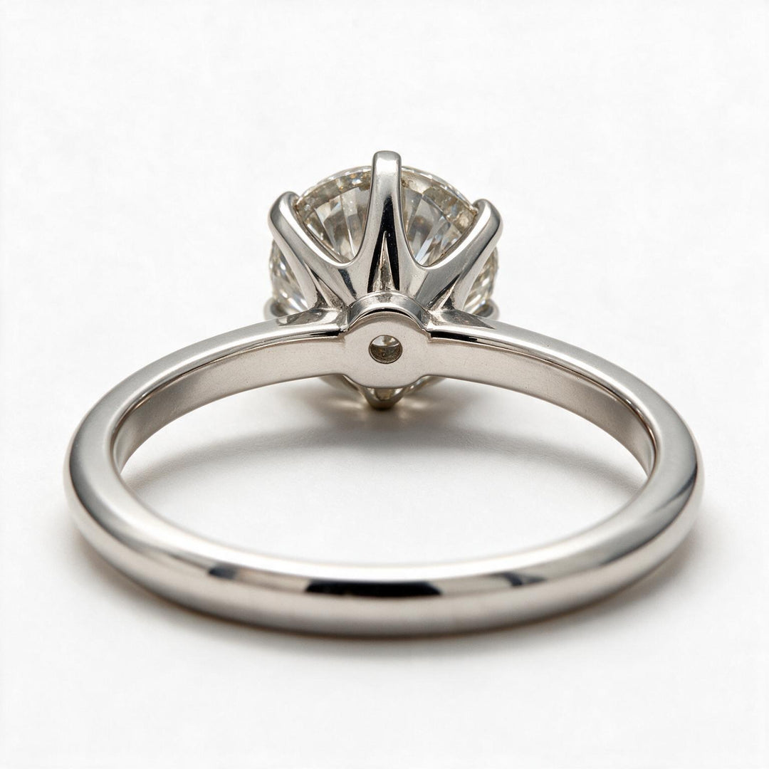 White Rhodium 9K Round Solitairect Solitaire Ring