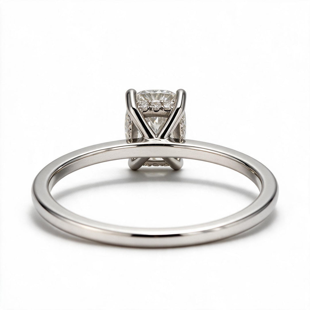 White Rhodium 9K Cushion Solitairect Solitaire Ring