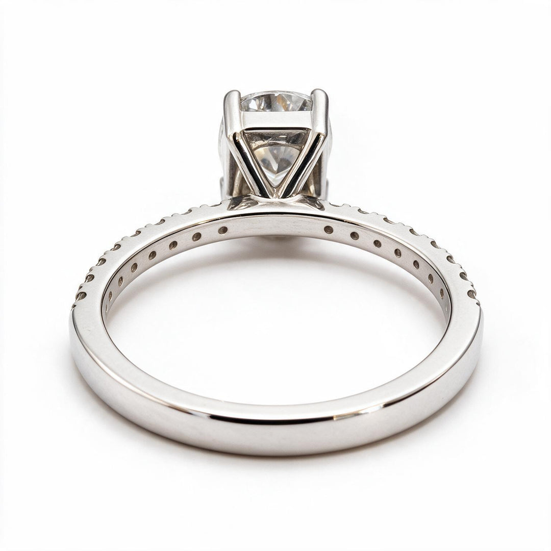 White Rhodium 9K Cushion Solitairect Solitaire Ring