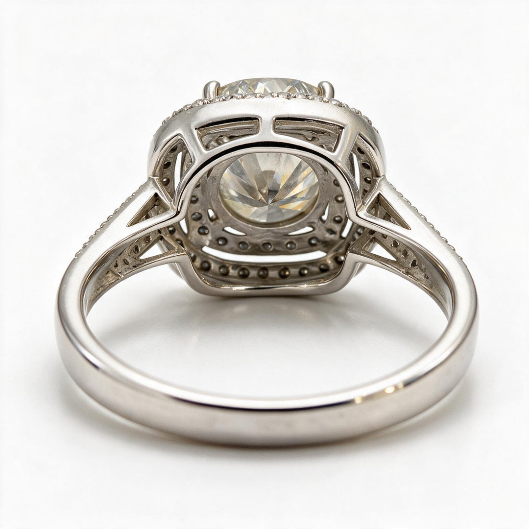 White Rhodium 9K Round Solitairect Solitaire Ring