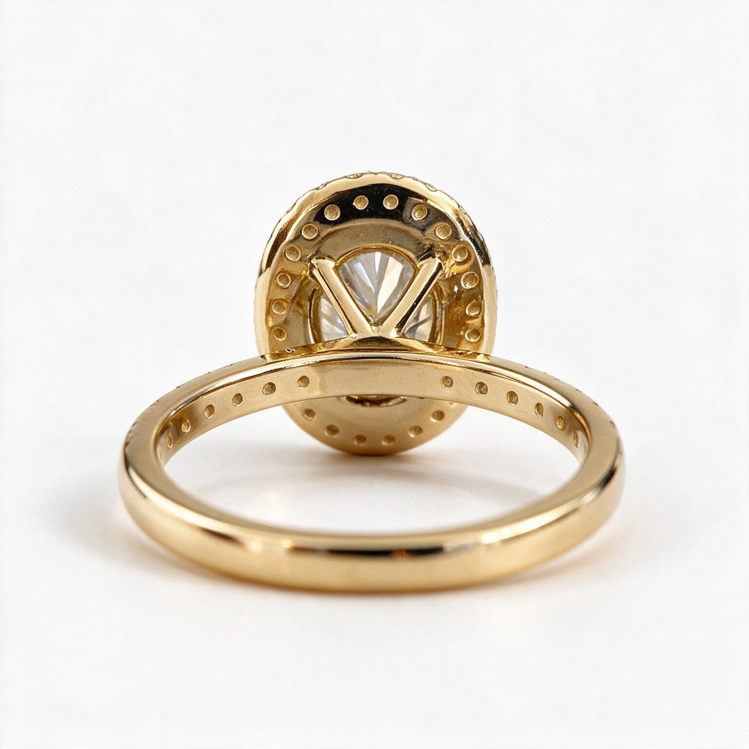 Yellow Gold Polish 9K Oval Solitairect Solitaire Ring