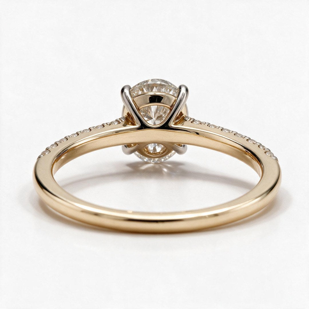 Yellow Gold Polish 9K Oval Solitairect Solitaire Ring