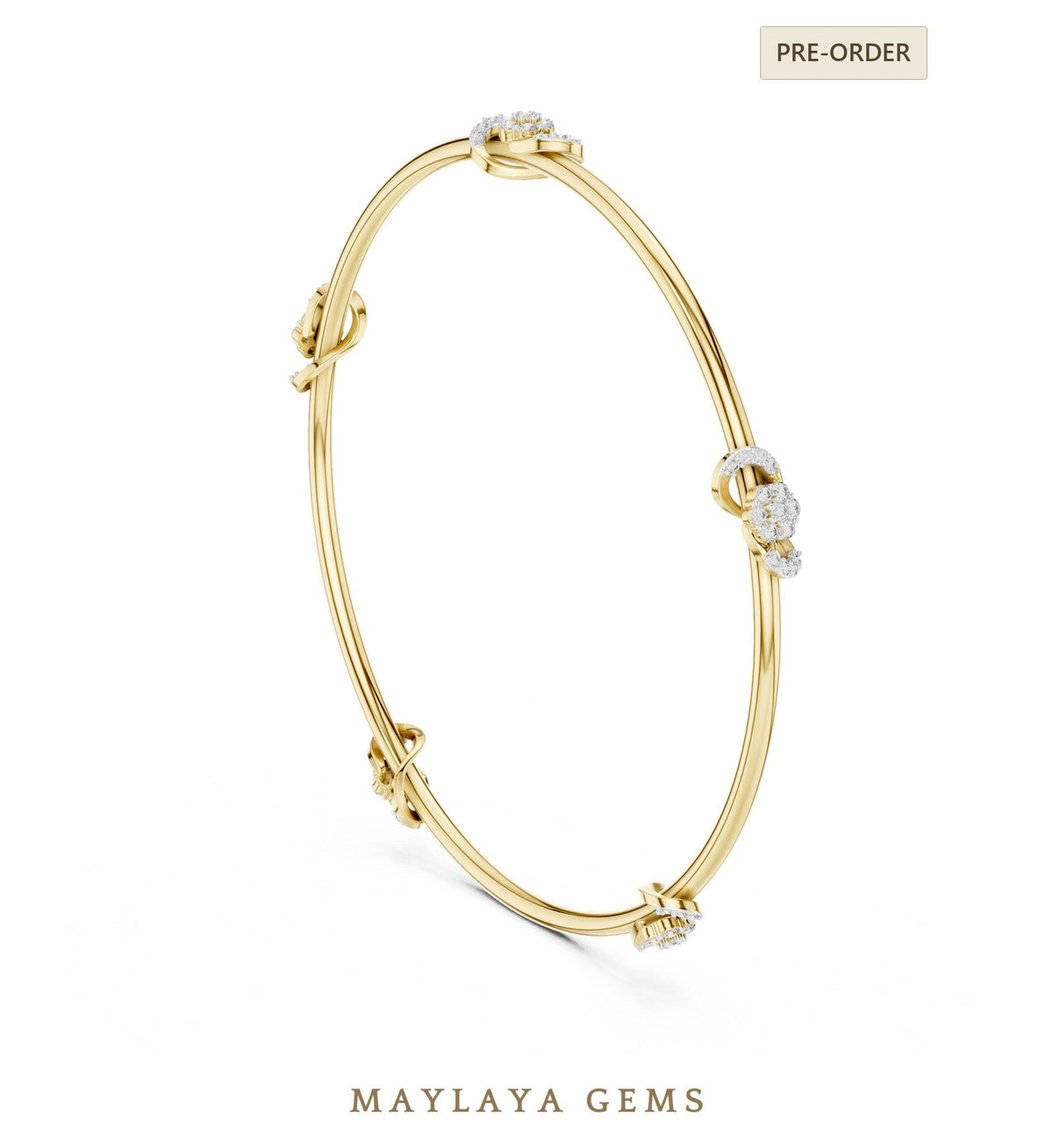 Maylaya gems lab grown diamond bracelet in yellow gold