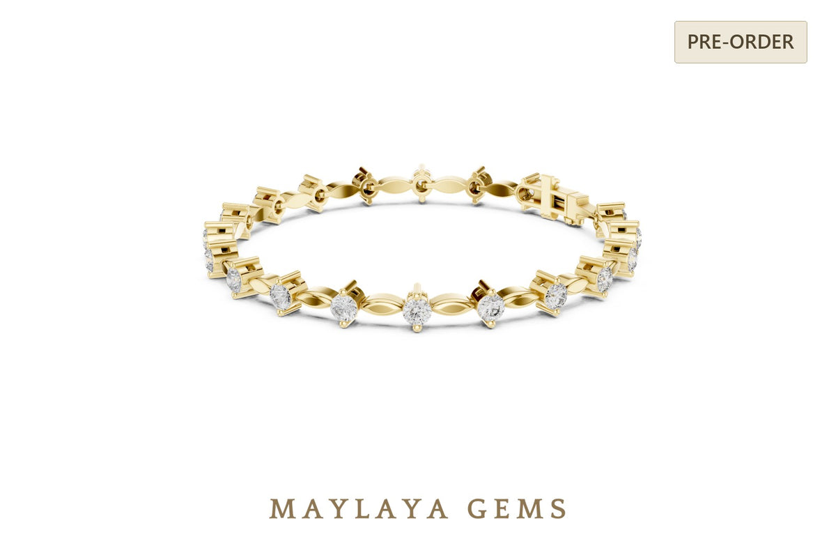 Maylaya gems lab grown diamond bracelet in yellow gold