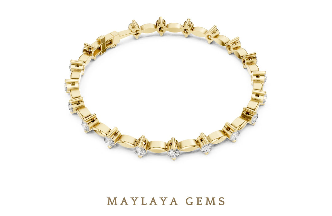 Maylaya Gems lab-grown diamond bracelet in yellow gold