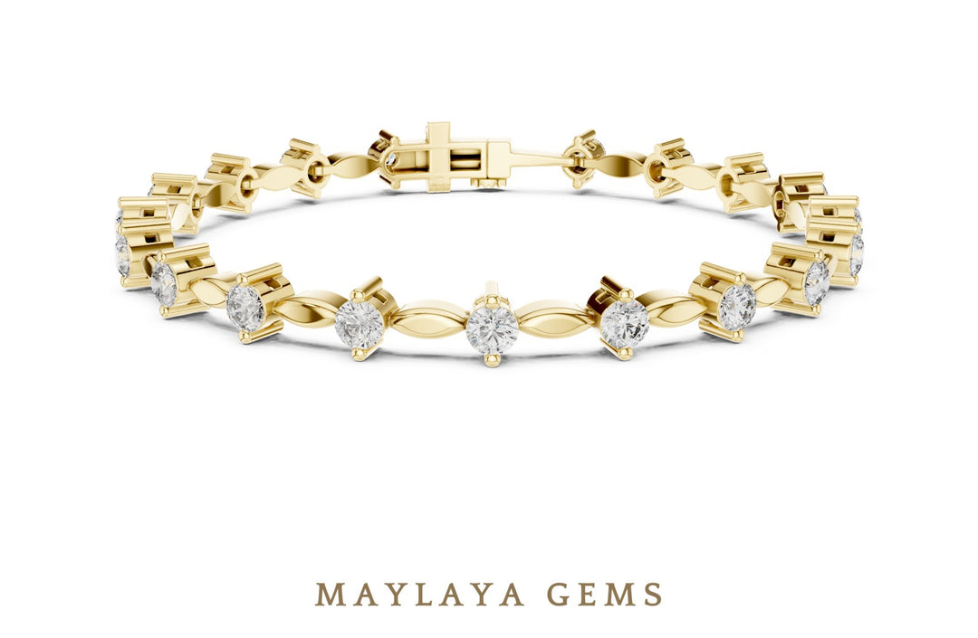 Maylaya Gems lab-grown diamond bracelet in yellow gold
