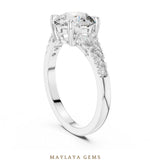 Load image into Gallery viewer, Maylaya Gems round marquise trilogy lab-grown diamond ring in white gold
