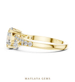 Load image into Gallery viewer, Maylaya Gems round marquise trilogy lab-grown diamond ring in yellow gold
