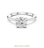 Load image into Gallery viewer, Maylaya Gems round four-prong solitaire lab-grown diamond ring in white gold
