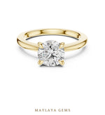 Load image into Gallery viewer, Maylaya Gems round four-prong solitaire lab-grown diamond ring in yellow gold
