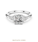 Load image into Gallery viewer, Maylaya Gems trillion cushion trilogy lab-grown diamond ring in white gold
