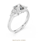 Load image into Gallery viewer, Maylaya Gems trillion bold cushion trilogy lab-grown diamond ring in white gold

