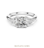 Load image into Gallery viewer, Maylaya Gems trillion bold cushion trilogy lab-grown diamond ring in white gold
