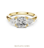 Load image into Gallery viewer, Maylaya Gems trillion bold cushion trilogy lab-grown diamond ring in yellow gold
