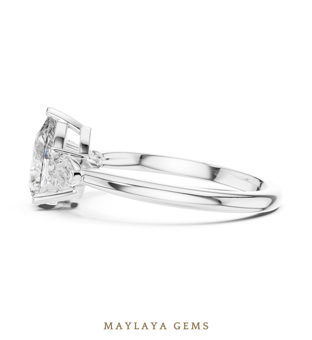 Maylaya Gems pear trilogy lab-grown diamond ring in white gold