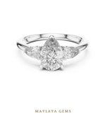 Load image into Gallery viewer, Maylaya Gems pear trilogy lab-grown diamond ring in white gold
