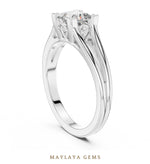 Load image into Gallery viewer, Maylaya Gems princess sculpted solitaire lab-grown diamond ring in white gold
