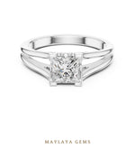 Load image into Gallery viewer, Maylaya Gems princess sculpted solitaire lab-grown diamond ring in white gold

