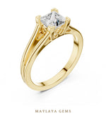 Load image into Gallery viewer, Maylaya Gems princess sculpted solitaire lab-grown diamond ring in yellow gold
