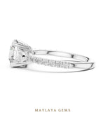 Load image into Gallery viewer, Maylaya Gems round trillion pave trilogy lab-grown diamond ring in white gold
