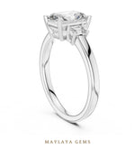 Load image into Gallery viewer, Maylaya Gems radiant emerald trilogy lab-grown diamond ring in white gold
