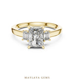 Load image into Gallery viewer, Maylaya Gems radiant emerald trilogy lab-grown diamond ring in yellow gold
