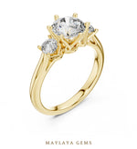 Load image into Gallery viewer, Maylaya Gems classic round trilogy lab-grown diamond ring in yellow gold
