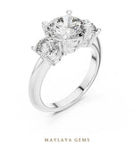 Load image into Gallery viewer, Maylaya Gems grand round trilogy lab-grown diamond ring in white gold
