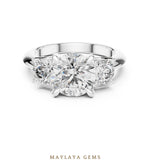 Load image into Gallery viewer, Maylaya Gems grand round trilogy lab-grown diamond ring in white gold
