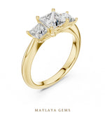 Load image into Gallery viewer, Maylaya Gems princess trilogy lab-grown diamond ring in yellow gold
