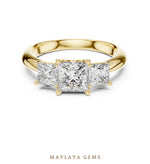 Load image into Gallery viewer, Maylaya Gems princess trilogy lab-grown diamond ring in yellow gold
