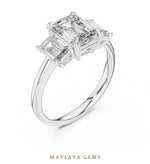 Load image into Gallery viewer, Maylaya Gems emerald trilogy lab-grown diamond ring in white gold
