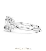 Load image into Gallery viewer, Maylaya Gems emerald trilogy lab-grown diamond ring in white gold
