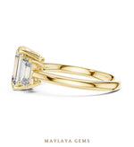 Load image into Gallery viewer, Maylaya Gems emerald trilogy lab-grown diamond ring in yellow gold
