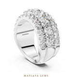 Load image into Gallery viewer, Maylaya Gems round triple-row lab-grown diamond band in white gold

