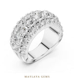 Load image into Gallery viewer, Maylaya Gems round triple-row lab-grown diamond band in white gold
