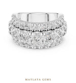 Load image into Gallery viewer, Maylaya Gems round triple-row lab-grown diamond band in white gold
