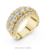 Load image into Gallery viewer, Maylaya Gems round triple-row lab-grown diamond band in yellow gold
