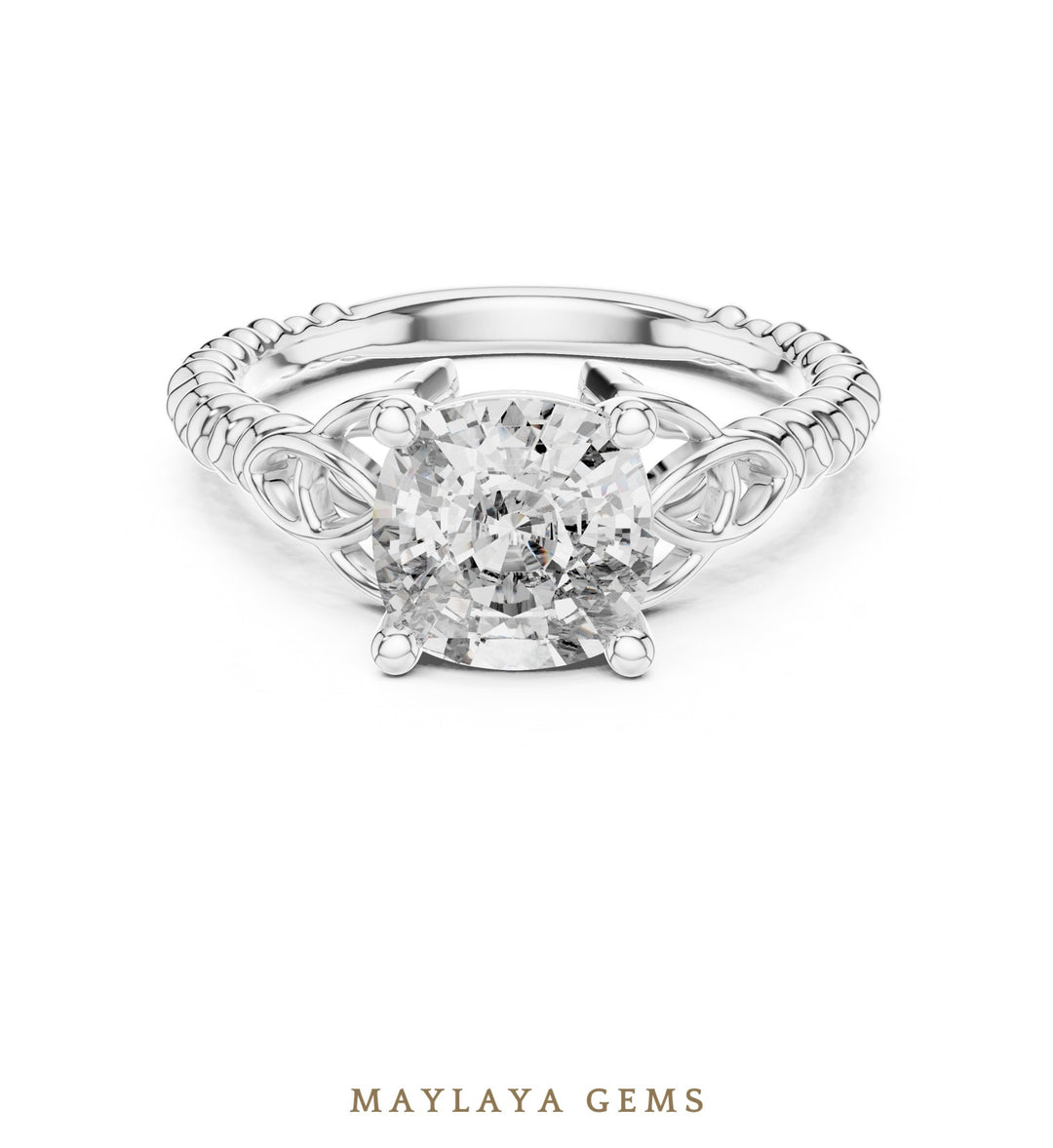 Maylaya Gems lab-grown diamond ring in white gold